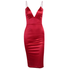 Aiertu - V-neck satin strap dress Aiertu