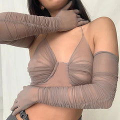 Aiertu - 2026 New Arrivals Summer Women Backless Sahes Bow Fashionable Sweet Long Sleeve Halter Top T114296K Aiertu