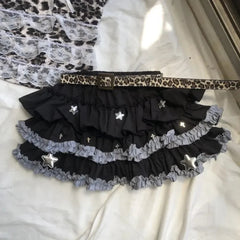 Aiertu - Harajuku Design Y2K Hot Girl Cake Fluffy Lace Skirt Female A-Line Skirt Gothic Retro Pleated Low Waist Sexy Slim Skirt ins Aiertu