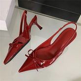 Aiertu - High Quality Design Butterfly-knot Women Pumps Pointed Toe Thin Low Heels Wedding Party Mule Shoes Aiertu