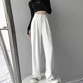 Aiertu Trousers for Women Summer Women's Suit Pants White High Waist Fluid Korean Style Wide Leg Palazzo Straight Fashion Casual Aiertu
