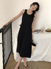 Aiertu French Style Hepburn Style Sleeveless Vest Knitted Dress Is A New High-End Waist Slim Dress For Women In Summer. Aiertu