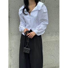 Aiertu Elegant Striped Shirts Women Korean White Long Sleeve Blouses Office Ladies Fashion Design Turn Down Collar Chic Tops New Aiertu