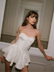 Aiertu - Jacquard Printed Strapless Pleated Mini Dress Women Sexy Girdle The Waist Sleeveless Backless Dresses 2026 New Lady Party Gowns Aiertu