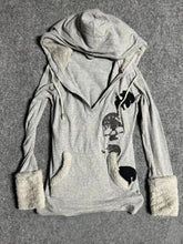 Aiertu - Y2k Aesthetic Print Fur Patchwork Hoodie Women Streetwear Drawstring Hooded Tops Harajuku Sweatshirt Slim Grunge Pocket Hoody Aiertu