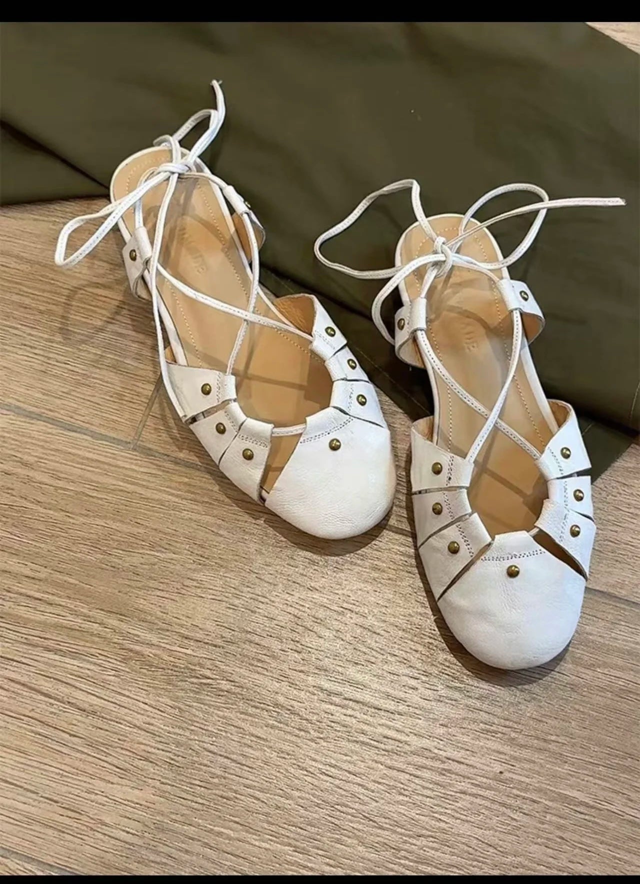 Aiertu - Flats Sandals Designer Woman Shoes Casual Slingback Summer New Marie Janes Shoes Lace-Up Retro Sandalias De Mujer Dress Aiertu