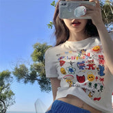 Aiertu - Summer Foreign Style Skinny Niche Slim Short T-Shirt Women's Short Sleeve Exposed Navel Pure Desire Wind Aiertu