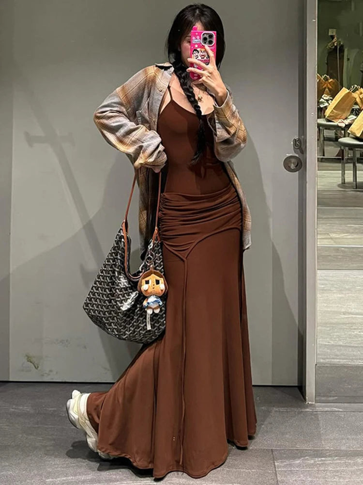 Aiertu Women Bodycon High Waist Camisole Dress 2025 Summer Slim Sexy Backless Patchwork Sundress Vacation Beach Party Dresses Aiertu