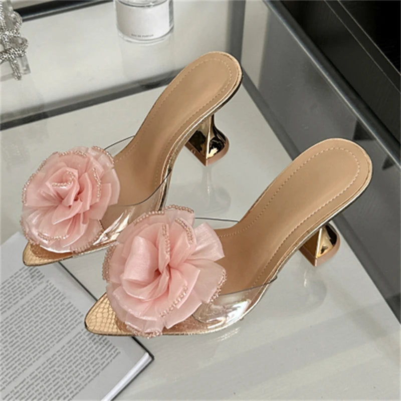 Aiertu - PVC Transparent Women Slippers Pumps Designer Wedding Party Pointed Toe High Heels Sandals Spring Ladies Shoes Aiertu