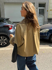 Aiertu - Casual Women's Jacket Lapel Single Breasted Loose Female Coats 2025 Spring Street All-match Long Sleeve Pocket Lady Outwears Aiertu