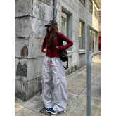 Aiertu 90s American Retro Trend Printed Letters Overalls Women Loose Fold High Street Korean Casual Sports Couple Wide leg Pants Unisex Aiertu