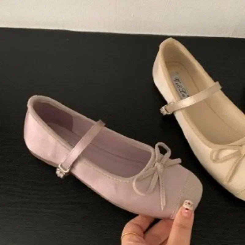 Aiertu - Women Flat Shoes Fashion Round Toe Shallow Slip On Ladies Soft Ladies Mary Jane Ballerinas Flat Heel Casual Ballet Sho Aiertu