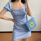 Aiertu - Uptown Shirred Babydoll Dress ~ HANDMADE - new trend inspo - trashy outfits - dinner outfits Aiertu
