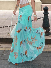 Aiertu - Holiday Floral A-Line Skirts Beach Style Casual Folds Low-Waisted Maxi Skirts Women 2025 Summer Fashion Streetwear Lady Aiertu