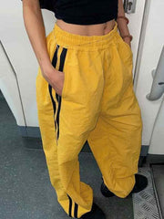 Aiertu - Contrast Color Stripe Wide Leg Pants Aiertu