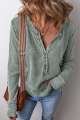 Aiertu -Casual Plaid Buttons Patchwork V Neck Tops(3 Colors) aiertu