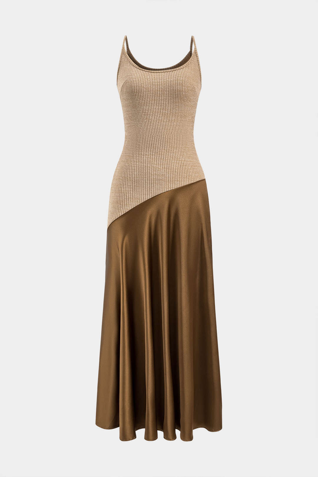 Aiertu - Satin Patchwork Slip Maxi Dress Aiertu