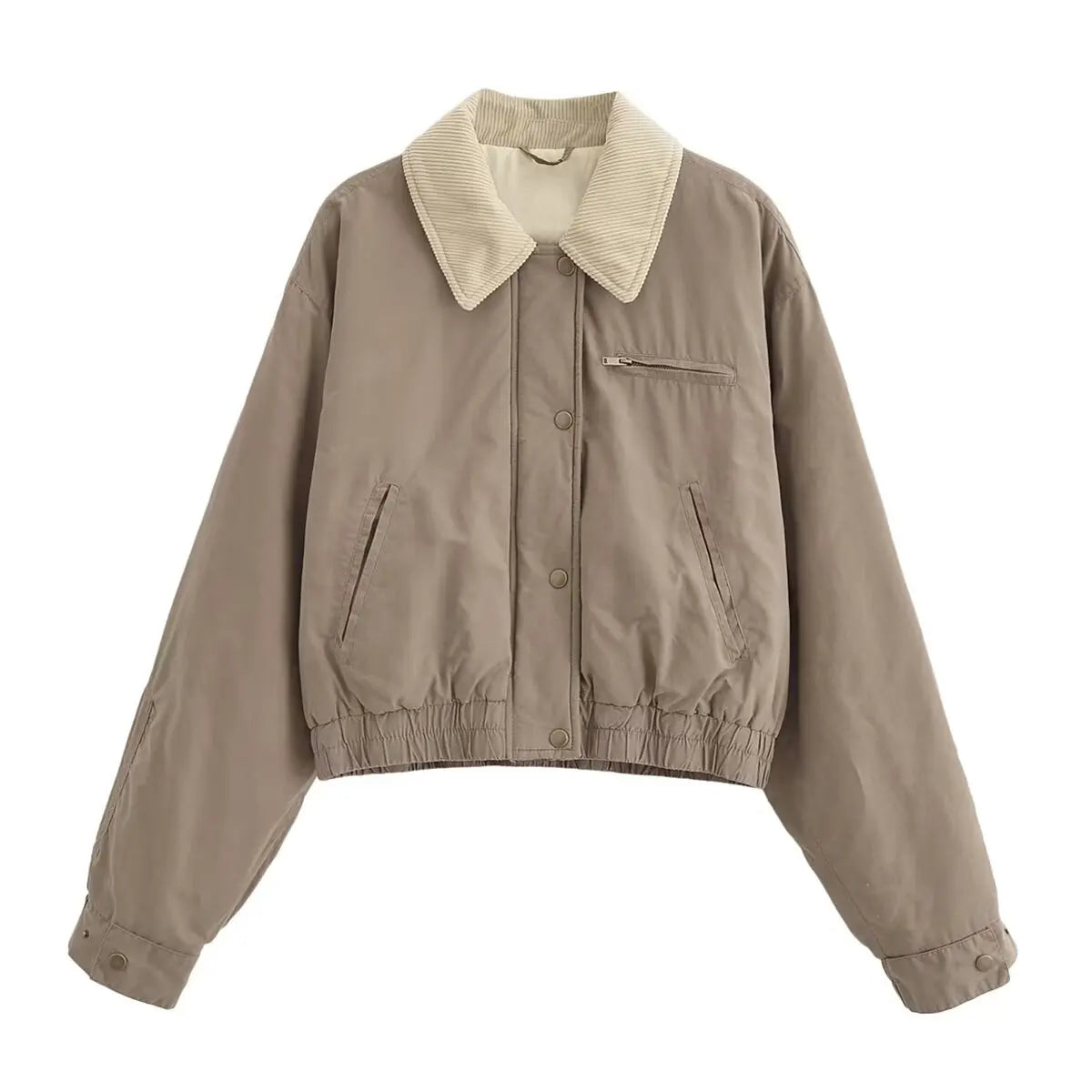 Aiertu - European and American style fashion contrast color collar cotton coat women's winter new style warm cotton coat jacket tops Aiertu