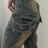 Aiertu Unisex Jeans Pannts Chain Belts For Men and Women Punk Metal Crescent Geometric Bag Chain Hip Hop Hipster Cool Street keychain Aiertu