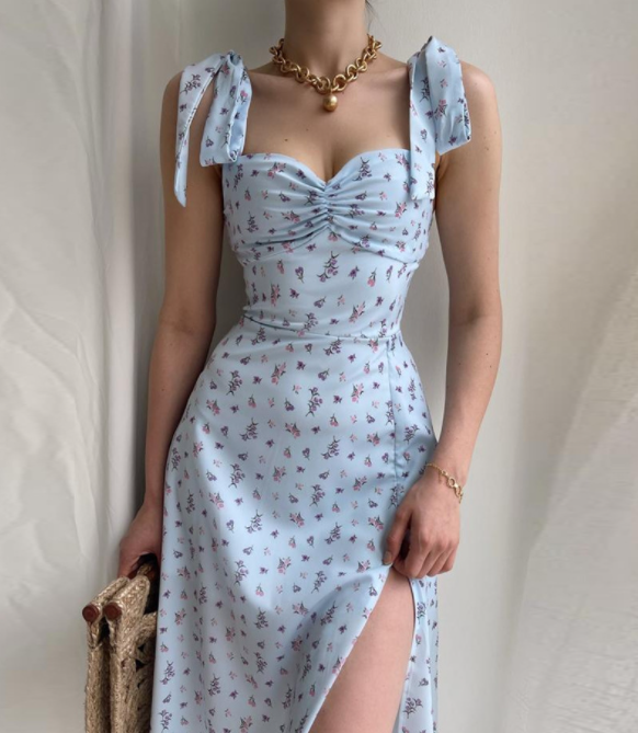 Aiertu - Light Blue Sexy Strappy Dress Aiertu