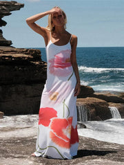 Aiertu - 2025 New Trend Dress Women Sexy Summer Flowers Camis Sleeveless Soft Stretch Sweet Maxi Bodycon Skinny Elastic Vestidos Aiertu