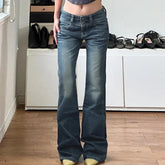 Aiertu - Y2K Low Waist Flare Jeans Vintage High Street Casual Denim Trousers Korean Fashion Slim Lady Trumpet Pants Spring Aiertu