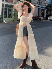 Aiertu - Summer Slash Neck Off Shoulder Sexy Women Dresses Y2k Aesthetic Basic Split Slim Dress Fairy Harajuku Bandage Fashion Vestidos Aiertu