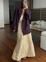 Aiertu - Flower Petal Long Skirt Women 2026 New High Waist A-line Evening Party Maxi Skirts Autumn Elegant Fashion Vintage Faldas Bottom Aiertu