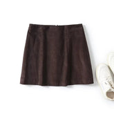 Aiertu - New Women Vintage High Waist Brown A-line Mini Corduroy Skirt faldas mujer Aiertu