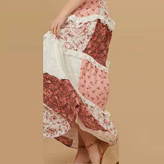 Aiertu - Sexy Deep V Hollow Summer Long Dress Elegant Floral Print Pleated Women's Dress Fashion Off Shoulder High Waist Bohemian Dresses Aiertu