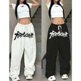 Aiertu - new American white hip hop hiphop jazz dance high waist loose straight wide leg drawstring sports pants Aiertu