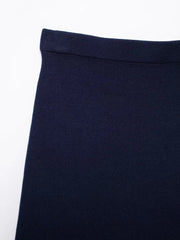 Aiertu Women Fashion Navy Blue Knitted Straight Mini Skirt Vintage High Elastic Waist Female Chic Lady Skirts Aiertu