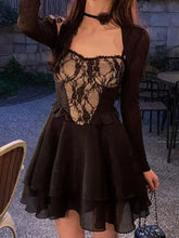 Aiertu Summer Black Chic Dress Women Lace Patchwork Sexy Party Mini Dresses Female Designer Korean Fashion Fluffy Elegant Dresses 2025 Aiertu