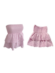 Aiertu - Women s Stylish Off-Shoulder Crop Tops with Ruffle Trim and Smocked Waistband for Casual Summer Outfits Aiertu