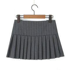 Aiertu - Cool Girl Side Zipper With Tie Pleated Mini Skirt Sexy Low Waist American Retro Women Skirts With Shorts Lining Aiertu