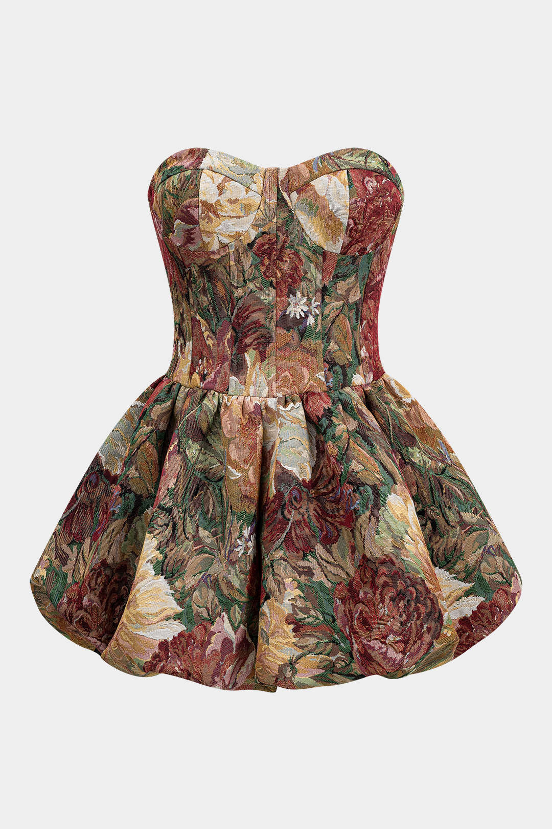 Aiertu -Floral Jacquard Strapless Sleeveless Mini Dress aiertu
