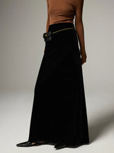 Aiertu - Maxi A-Line Skirt with Side Slit High Waist Black Long Straight Skirt Leg Velvet Drape Slimming Spring/Autumn Women Clothing Aiertu