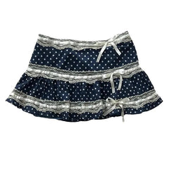 Aiertu - Y2K new versatile niche girls casual polka dot white edge lace skirt Aiertu