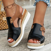 Aiertu Comfy Platform Women's Colorblock Casual Sandals, Ankle Buckle Strap Versatile Summer Wedge Shoes Aiertu