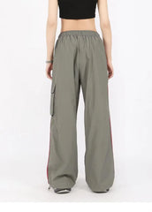 Aiertu Drawstring Waist Striped Side Pocket Pants Aiertu