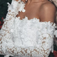 Aiertu Fashion Elegant White Lace Women Dress One Shoulder Summer Women's Long Sleeve Party Dress Vestido De Mujer Mujer Aiertu