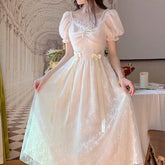 Aiertu Elegant Princess Dress Women Vintage Lace-up Party Long Fairy Dresses for Women 2022 Spring Victorian Wedding Midi Dress Korean Aiertu