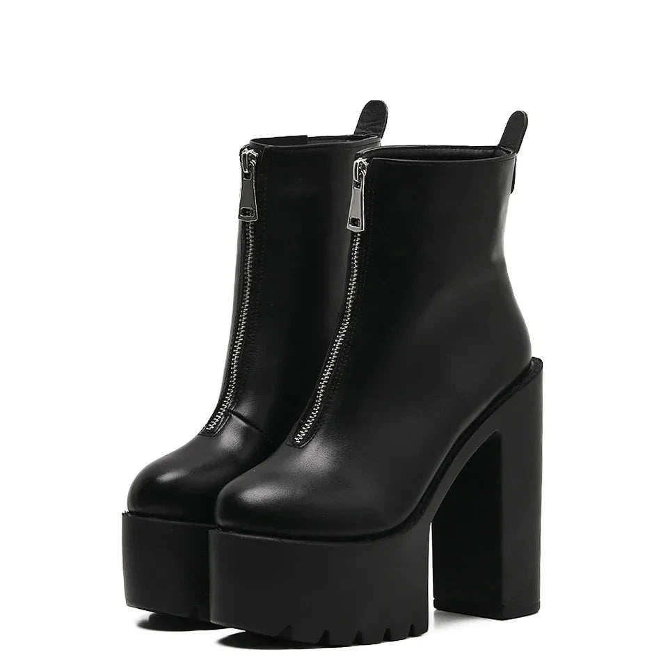 Aiertu Women's Shoes New Fashion Autumn Winter Chunky High Heel Black Wine Red Buckle Dress Party Female Ankle Boots 35-43 Aiertu