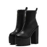 Aiertu Women's Shoes New Fashion Autumn Winter Chunky High Heel Black Wine Red Buckle Dress Party Female Ankle Boots 35-43 Aiertu