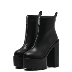 Aiertu Women's Shoes New Fashion Autumn Winter Chunky High Heel Black Wine Red Buckle Dress Party Female Ankle Boots 35-43 Aiertu