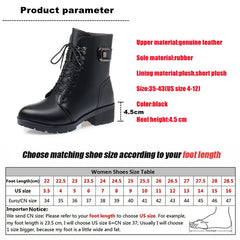 Aiertu Female Ladies Women Genuine Leather Ankle Boots Platform Winter Antumn Plush Fur Warm Shoes Plus Size Lace Up 35-43 Aiertu