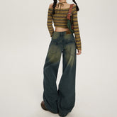 Aiertu dress to impress outfits American Retro Nostalgic Low Waist Loose Wide Leg Pants Autumn and Winter New Straight Jeans Womens Trousers Lengthened aiertu