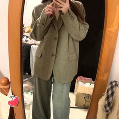 Aiertu leapord halloween outfit Wool Variegated Single-Sided Woolen Suit Coat Women's Autumn and Winter Temperament Woolen Coat aiertu
