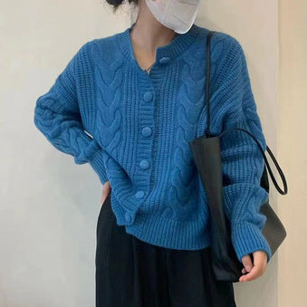 Aiertu datenight fall outfits Korean Style Simple Artistic Thickened Twist Knitted Cardigan Early Autumn Korean Style Soft Milk Style Loose Sweater Coat Fashion aiertu
