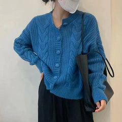 Aiertu datenight fall outfits Korean Style Simple Artistic Thickened Twist Knitted Cardigan Early Autumn Korean Style Soft Milk Style Loose Sweater Coat Fashion aiertu